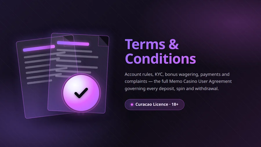 Memo Casino Terms and Conditions agreement document overview
